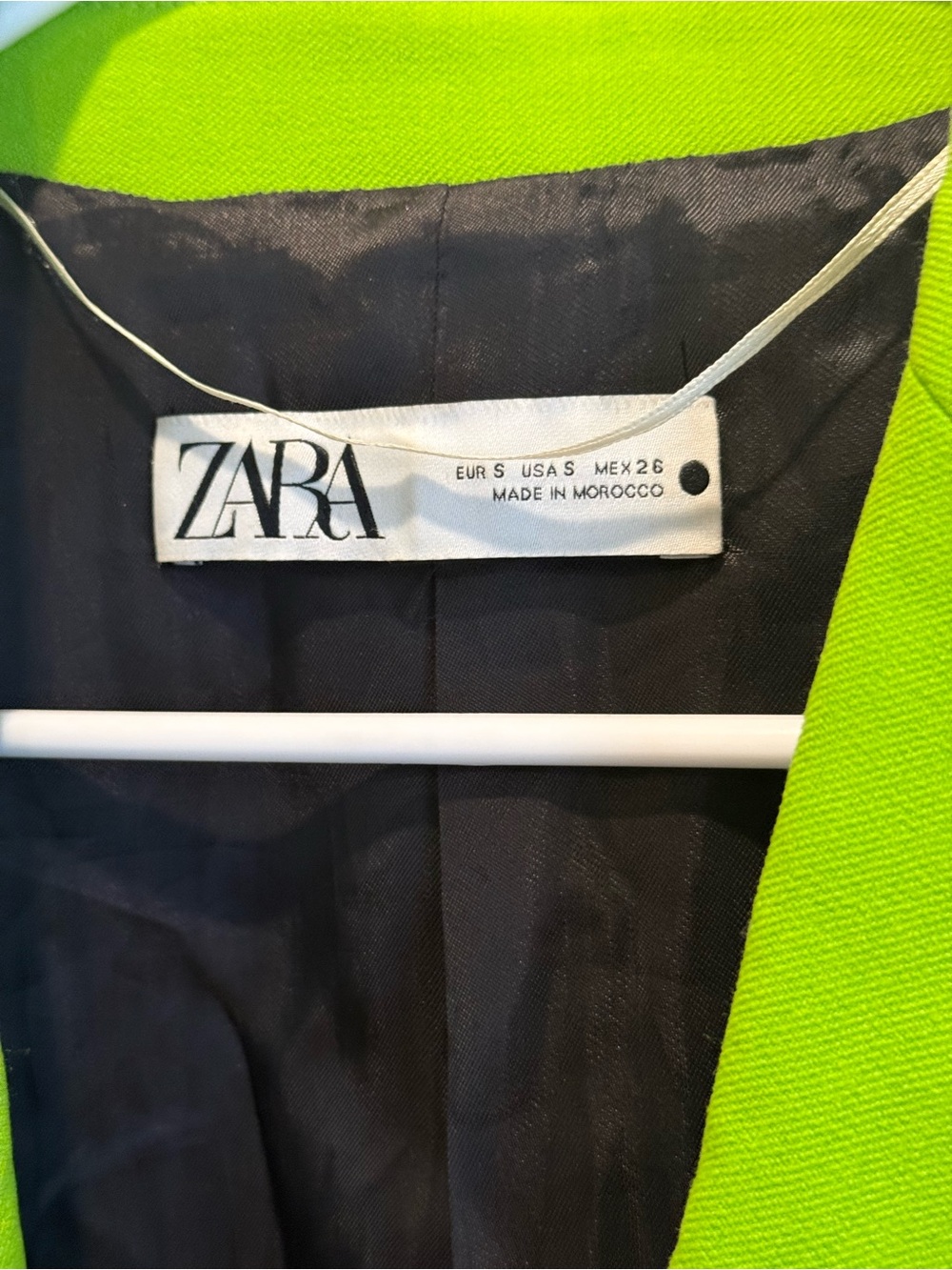 Zara Lime Green Longline One Button Blazer Jacket Size Small - Picture 3 of 4